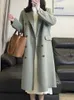 Женская смесь шерсти Корейская мода Твердые повседневные женские шерстяные пальто Элегантная шикарная теплая верхняя одежда Винтажное пальто Женские зимние куртки-накидки 231023