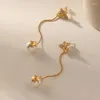 Orecchini a bottone Stella Ape Perla Argento Ago intarsiato Gemma Luce Moda di lusso Accessori per orecchie squisiti Gioielli placcati in oro