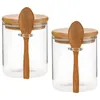 Storage Bottles Glass Canisters Airtight Lids Food Containers Pantry Jars Bamboo Large Terrarium