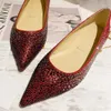 Créateur de mode Talon rouge de haute qualité pour femmes Talons hauts Sandales à semelles en cuir de luxe Talons fins incrustés de pantoufles à talons en strass 1-12cm Chaussures de dîner H0352