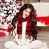 赤い格子縞のクリスマススカーフイン風冬のネットワークレッド雰囲気スカーフウォームフィット231015