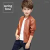 Jackets Boys Coats Autumn Winter Fashion Children's Plus Velvet / No Two Styles Warming Cotton PU Leather Jacket For 1-14Y Kids