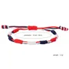 Bracelet de fête nationale américaine réglable tissé à la main rouge blanc bleu drapeau couleur mixte bracelet de jour indépendant bracelets pour femmes et hommes Boho accessoires en gros