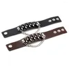 Charme pulseiras moda pulseira estilo punk vintage couro apontado rebite trançado masculino