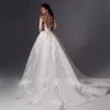 Vestido de novia de sirena de manga larga con tren desmontable elegante vestido de encaje para mujer vestido de novia