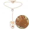 Charme Armbänder Vintage Gold Farbe Big Zirkon Armband Ring Handgelenk Kette Schmuck Mode Hand Zurück Armreifen Weibliche Frauen Pfeil