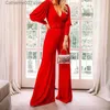 Women's Jumpsuits Rompers Jumpsuit Women Elegant Office Laides Bodysuit Long Sleeve Overalls Sexy Black One Piece Outfit Party Rompers Wed Leg Jumpsuits T231023
