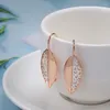 Dangle Earrings Sweet Vintage Hollow Two-Color Leaves For Women 585 Rose Gold Luxury Accessories Girl Jewelry