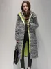 Casacos de trincheira femininos 2024 inverno quente parka xadrez longo sonw casaco moda engrossar com capuz puffer jaqueta feminina à prova de vento outwear