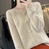 Malhas femininas outono inverno lã camisola cardigan feminino o pescoço manga longa topos china estilo crochê flor oco para fora de malha quente