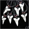 Ожерелья с подвесками, модные оптовые смешанные 12 шт., имитация кости яка, ожерелье с зубами акулы, белые зубы, Amet для мужчин, женские ювелирные изделия Mn57 Dhrfw