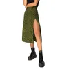 Юбка 2024, новая женская леопардовая длинная юбка трапециевидной формы с высокой талией и разрезом на бедрах, сексуальная длинная юбка