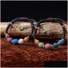 Perlé en gros réglable volcanique pierre de lave bracelet de perles yoga diffuseur d'huile essentielle femmes bracelets tressés bracelet guérison goutte Dhejb