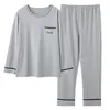 Men's Sleepwear Arrival Spring Men Pajamas Long Sleeve Male Pajama Set Knited Cotton For Suit homewear 4XL 231020