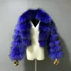 RF1982 Multi Color Winter Woman's Real Fox Fur Coat Short Style Slim Fit Zipper Fashion Real Fur Jacket