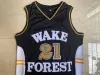 CUSTOM College Basketball Wears 2022 NCAA 100% Stitched Wake Forest Demon Deacons #21 Tim Dun can College Basketball Black Swingman Embroide