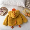 Giubbotti invernali per bambini Neonati maschi Manica intera con cerniera con cappuccio 3D Cartoon Chick Top Outwear Bambini Abbigliamento carino Giacca 3M-5Y