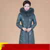 Женские плащи, зимняя кожаная куртка высокого качества, хлопковое пальто, парки для пожилых женщин среднего возраста, утепленное мягкое пальто из искусственной кожи R136