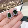 Stud Earrings HT Solid 925 Sterling Silver Nature Green Diopside 5.1ct Gemstones Studs For Women Fine Birthday Gifts