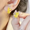 Boucles d'oreilles à tige en or jaune pur 24 carats pour femmes, papillon 999