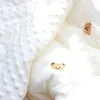 Filtar vinter tjock broderad björn tiger muslin bomull baby täcke mjuk född termisk tröst spädbarn spjälsäng filt med fyllmedel