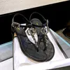 luxury designer women thong sandal Lambskin thong leather Strass Metal Imitation Pearls classic summer outside lady sandale