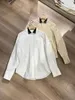Kvinnor Blusar Top End Women Fashion Cotton Pärled Chain Long Sleeve Slim Blouse Elegant Lady All Match Polo Neck Shirts