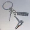 Hot Selling Washing Cutting Blowing Alloy Keychain Hair Clippers Hair Dryers Comb Pendants Car Keychain Pendants