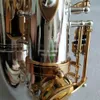 Ny vit koppar guldpläterad e-tune professionell altsaxofon 037 en till en originalstruktur djup snidad alt sax