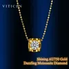 펜던트 목걸이 Viticen Real 18K Gold AU750 펜던트 목걸이 귀걸이 다이아몬드 빛나는 선물 여성 아내 231020