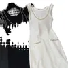 Grundläggande casual klänningar Designer 23 Ny liten doftkedja Splice Diamond Grid Slim Fit Sleeveless Celebrity Dress B091