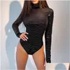 Vestidos casuais básicos hirigin bling glitter mulheres manga longa gola bodysuit magro sexy streetwear festa clube festival 2022 a dh1gw