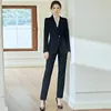 Costume de pantalon de deux pièces pour femmes 2 pièces un bouton coupe ajustée ensemble professionnel pour col blanc veste de travail formelle avec