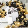 Noel Süslemeleri Siyah Altın Balon Garland Arch Confetti Lateks Baloons Mezuniyet Mutlu 30. 40th 50. doğum günü partisi Dekor Yetişkinler Bebek Duş 231023