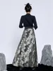 Saias estilo chinês impresso saia longa feminina vintage melhorado ming hanfu diário traje de dança ao ar livre menina presente 1 pcs