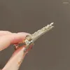 Hair Clips Fashion Alloy Zirconia Rhinestone Wheat Duckbill Clip Shining Edge Tassel Hairpin For Girl Women Jewelry Decoration