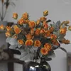 Decoratieve Bloemen 7 Hoofd Kunstmatige Landelijke Stijl Vintage Herfstkleur Roze Tak Voor Bruiloft Thuis Tafeldecoratie