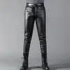 Pantalon en cuir pour hommes, coupe slim, élastique, mode, PU, motard, discothèque, fête, danse, fin, 231023