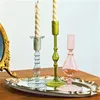 Candle Holders Decorative Colorful Glass Flower Vase for Home Decoration Wedding Centerpieces Candlestick Gift 231023