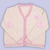 Kvinnors tröjor S 3XL Kvinnor Knit Pink Cardigan Autumn Long Sleeve Cotton Handgjorda hjärtälskare broderi Varma löst passande stickade toppar 231023