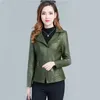 Women's Leather 2023 Jacket Women Short Paragraph Spring Autumn Coat Slim Suit Collar 5XL Size