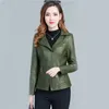 Veste en cuir pour femmes, manteau court paragraphe printemps-automne, Slim, col de costume, taille 5XL, 2023