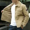 Men s jackor Men Bomber Jacket Winter Coat Plus Velvet Thicking Green Middle Aged Casual Short Tooling Loose 231023