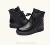 Drkanol Women Snow Boots Vintage本物の革製天然ウール毛皮の冬の暖かい足首フラットマザーシューズ230922