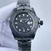 MENS Titta på alla svarta remmar 2813 Automatisk rörelse Sapphire Glass Individualing Armbandsur Blue Blue Bezel Volcanic Steel Case Watches