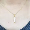 Hängen delikat sötvatten Pearl Bar Necklace 14K Guldfyllda halskedjor Vintage handgjorda för eleganta kvinnliga smycken