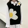 Mäns västar blomma män tröja stickade tröjor väst ärmlösa stickade kvinnor topp kawaii arajuku clotin överdimensionerad jumper ropa