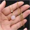 Pendentif Colliers Or Bordé Boule Ronde Reiki Guérison Cristal Énergie Pierre Quartz Lien Mode Femmes Hommes Bijoux En Gros Drop Deli Dh8Bi