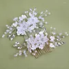 Haarspangen Damenmode Weiße Perle Frisur Kamm Kopfschmuck Handgefertigte Blumenkrone Accessoires Brautschmuck