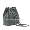Bolsa de bolsa strassmões de luxo de luxo com bolsas de bolsa embreagem de balde prata e grife de designer bolsa brilhante